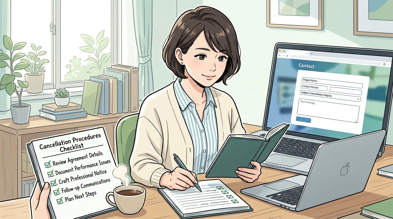ノートパソコンで退会・解約手続きフォームを入力する様子